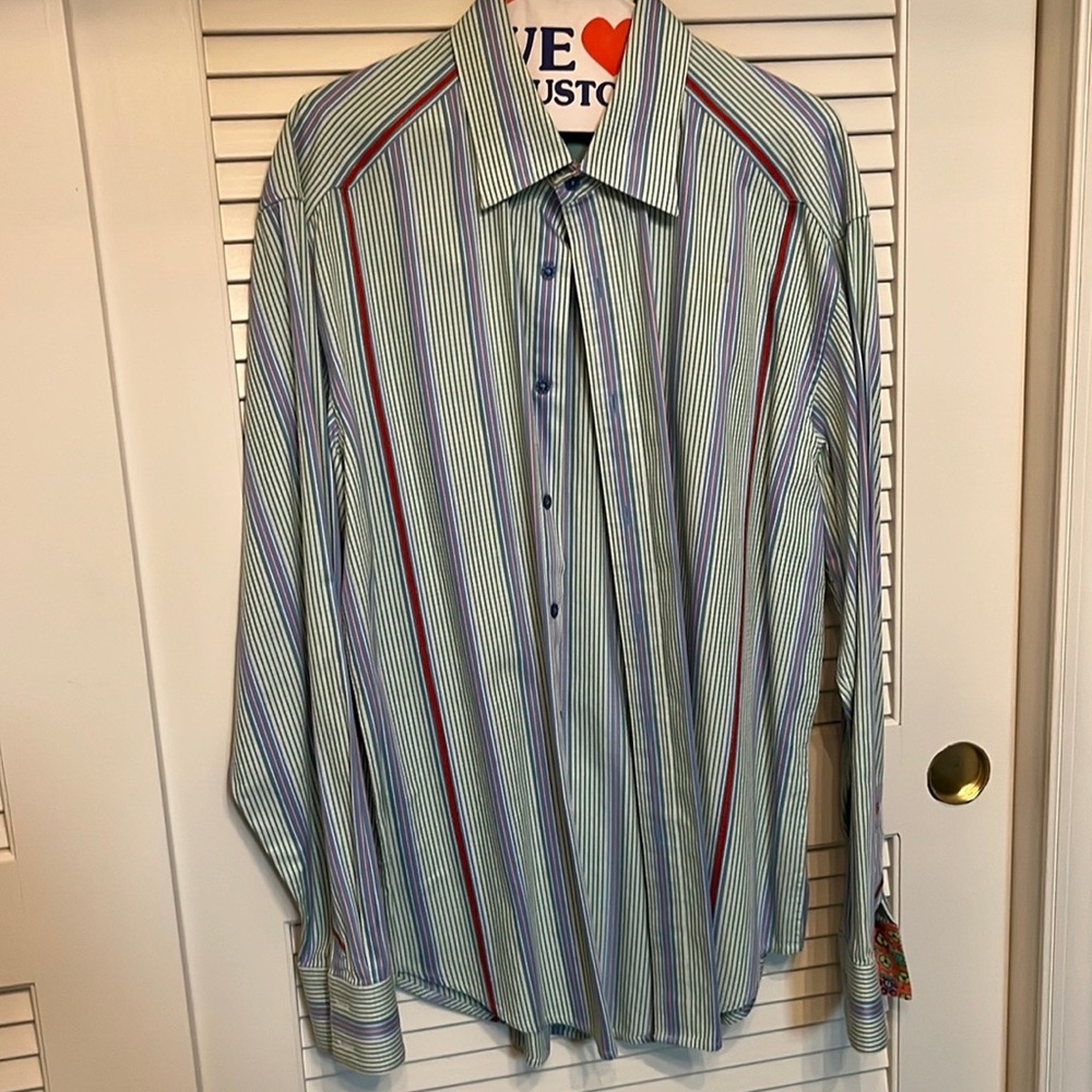 Preowned mens Robert Graham long sleeve striped shirt - XL